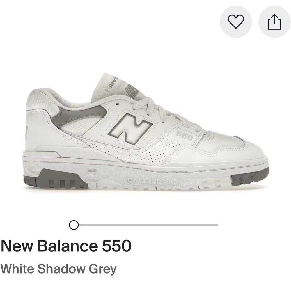 New Balance 550 White and Shadow Gray Athletic Shoes